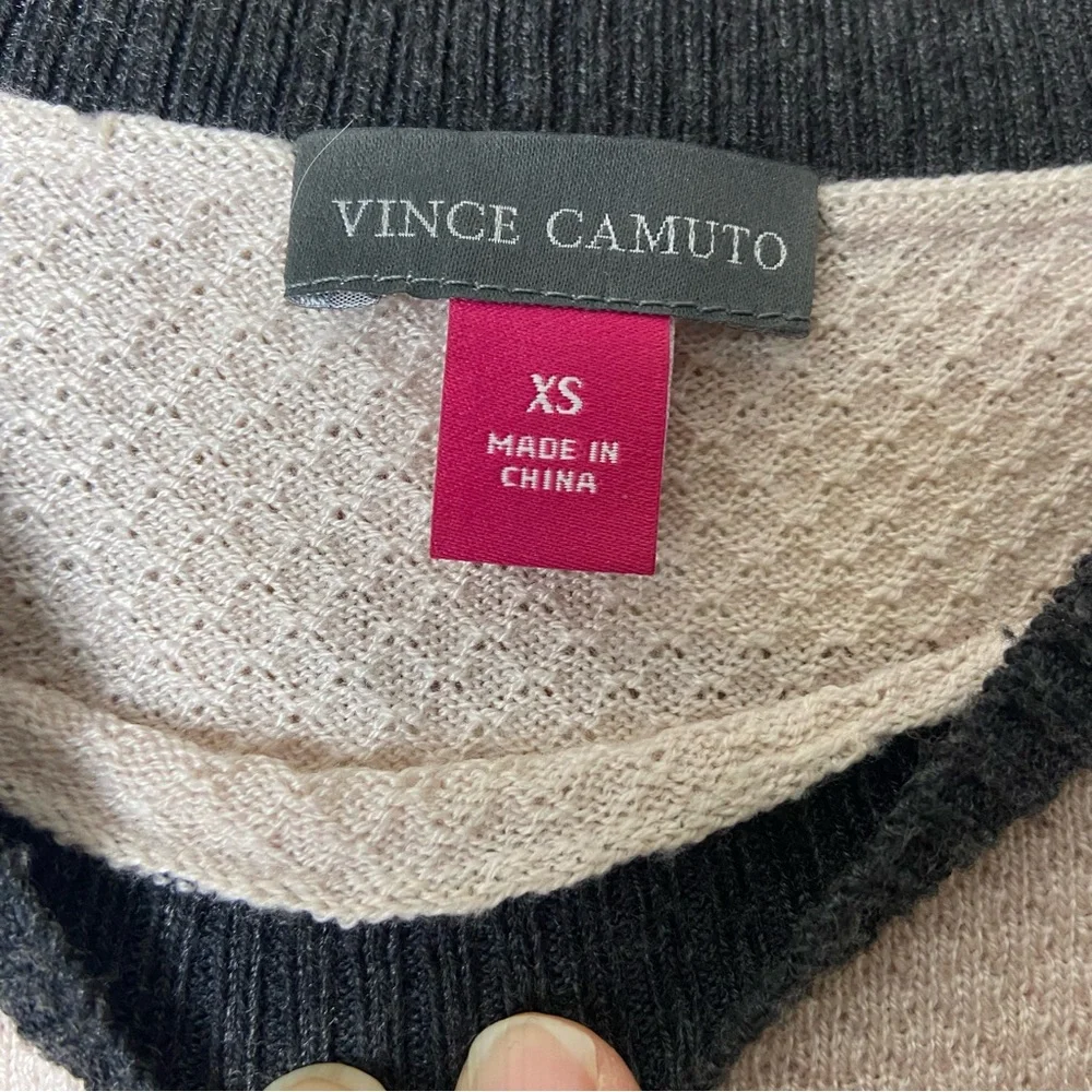 Vince Camuto Women Grey Extended Shoulder Color-Blocked Crewneck Sweater XS
